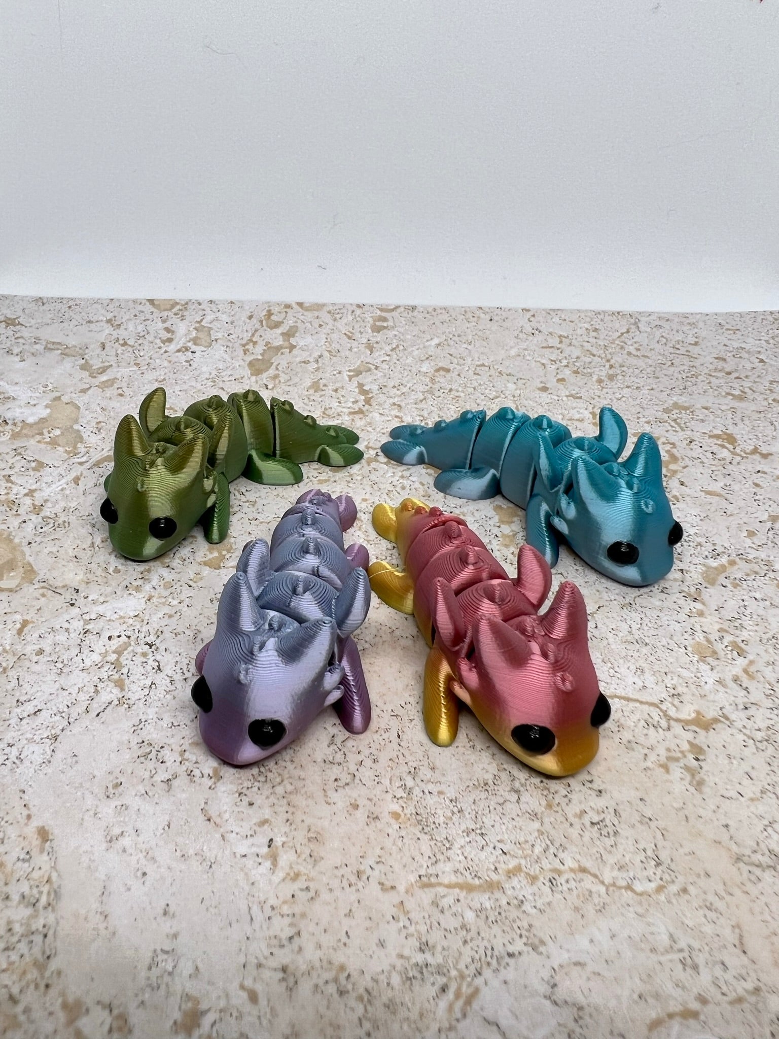 Baby Crystal Dragon- Rainbow, 3D Printed Dragon, Flexi Toy