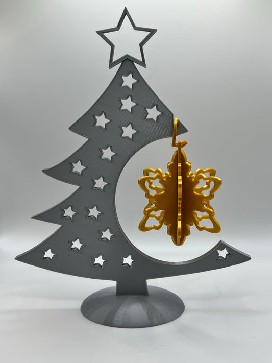 Standing Christmas Tree with Snowflake Bauble